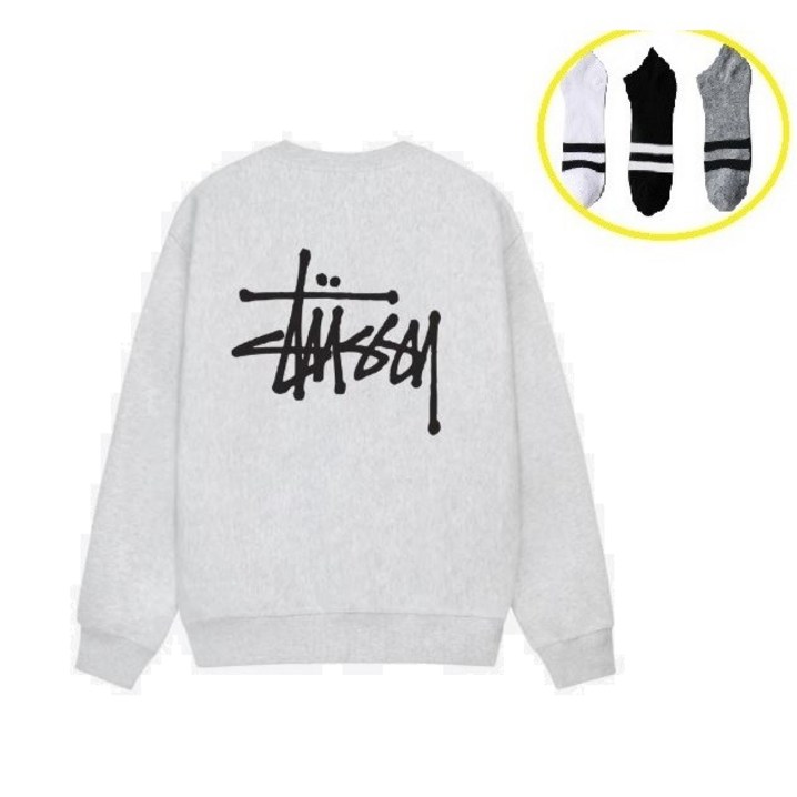 국내매장판 스투시 정품 베이직 스투시 크루넥 기모 공용 맨투맨 1915000  데일리양말 증정