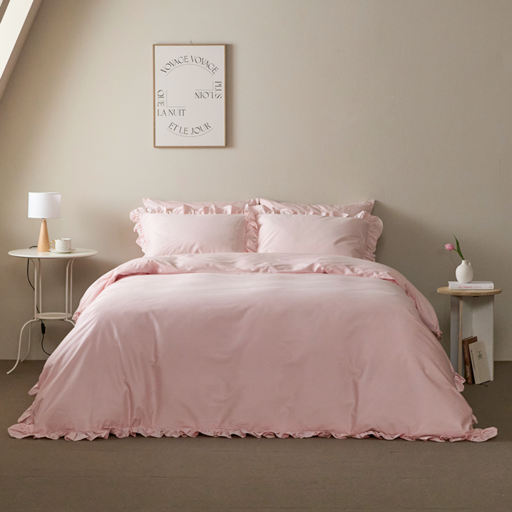 바운티풀 특급호텔침구 60수 면100 이불커버 프릴 퀸 6컬러, 핑크