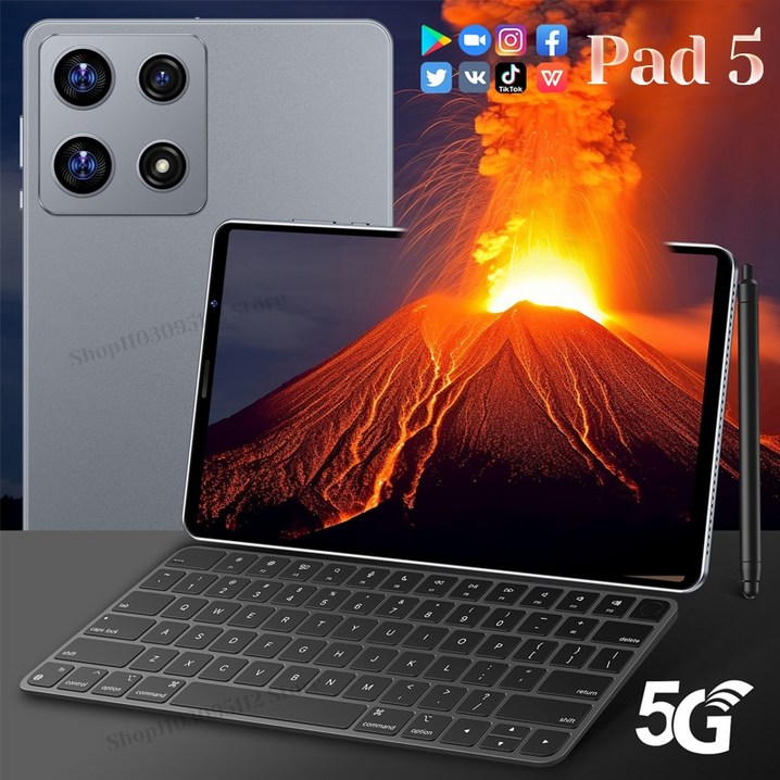 듀얼 SIM 카드 또는 와이파이 구글 플레이 태블릿 공부 PC용 키보드 포함 안드로이드 미 패드 5 16G  512G 오리지널 HD 5G 신제품
