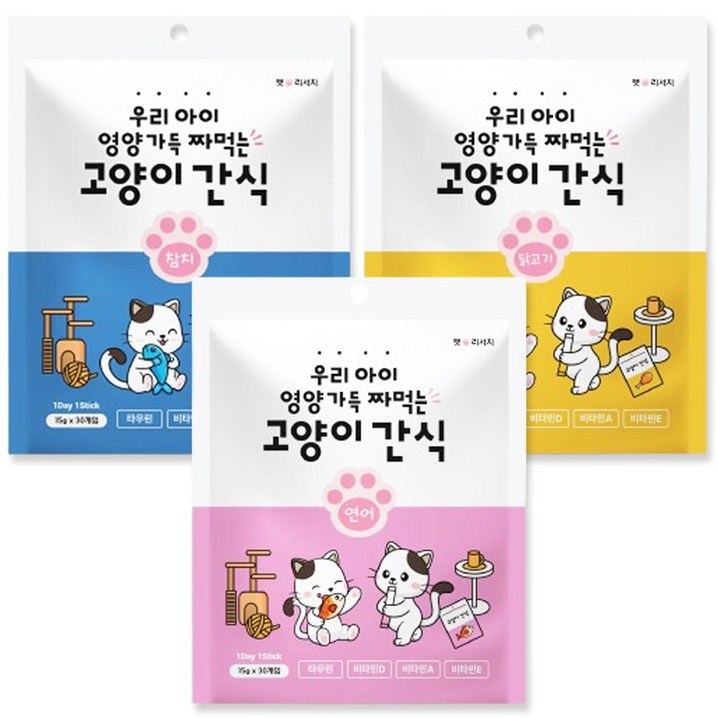 퐁츄르 짜먹는 고양이 간식, 참치연어닭고기, 15g, 90개 퐁츄르 짜먹는 고양이 간식, 참치연어닭고기, 15g, 90개