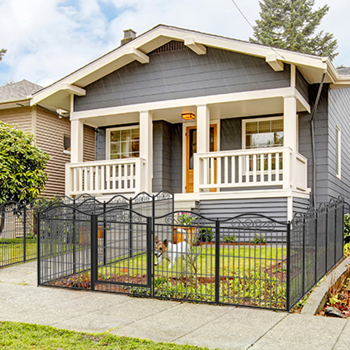 Bingopaw 강아지 실내외 대형 철제 울타리 펜스 8p, 블랙 1906380cm