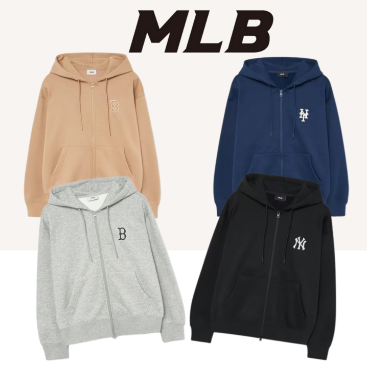 국내정품 AS MLB 23년 베이직 빅로고 기모 후드집업 NY 4종 1택 긴팔 후드 트레이닝 상의
