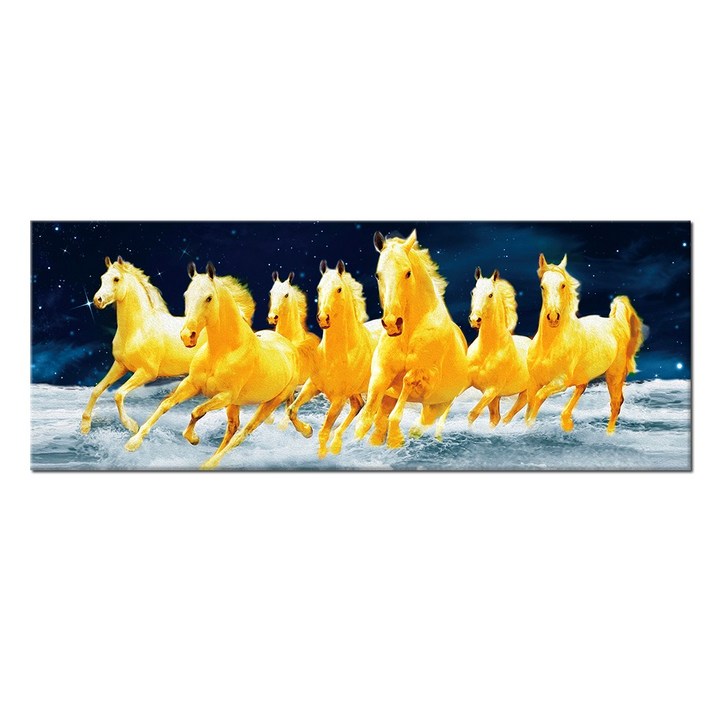 인메이블 돈을 부르는 황금말 그림 승진 출세 풍수그림 개업선물 팔마도 칠마도 거실 인테리어 와이드 캔버스 액자