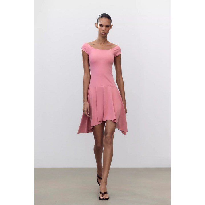 5Y80808 ZARA 여자 민소매 원피스 비대칭 핑크 미니원피스  3641346