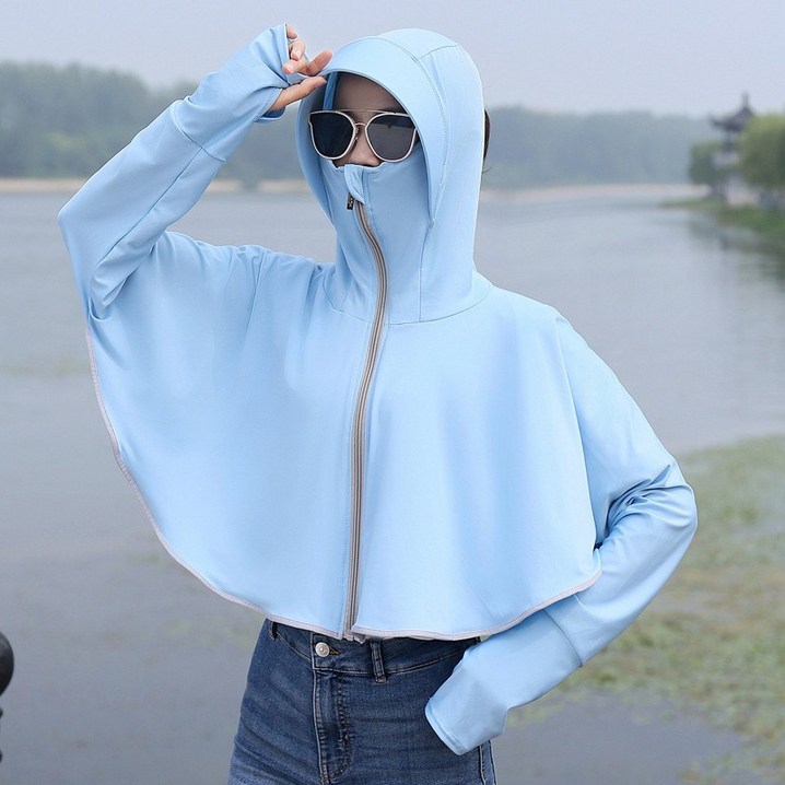 싸이클 선 크림 의류 여성용 여름 얇은 재킷 UPF50  UV 방지 커버 업 셔츠 아이스 실크 아웃 도어 사이클링