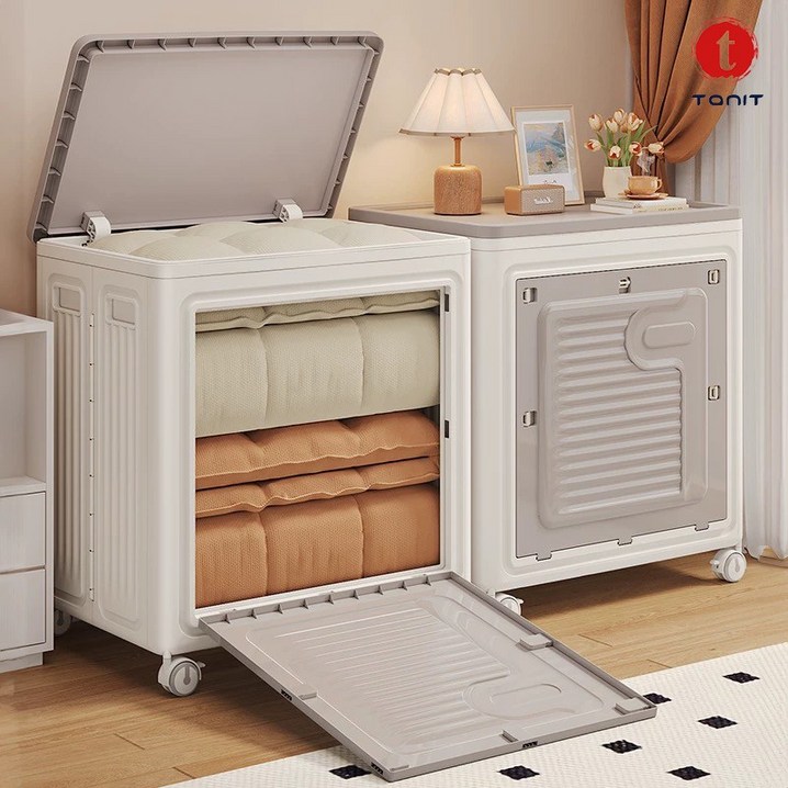 Tanit 특대형 폴딩 리빙박스 옷정리 수납함 130L, 1개, 그레이