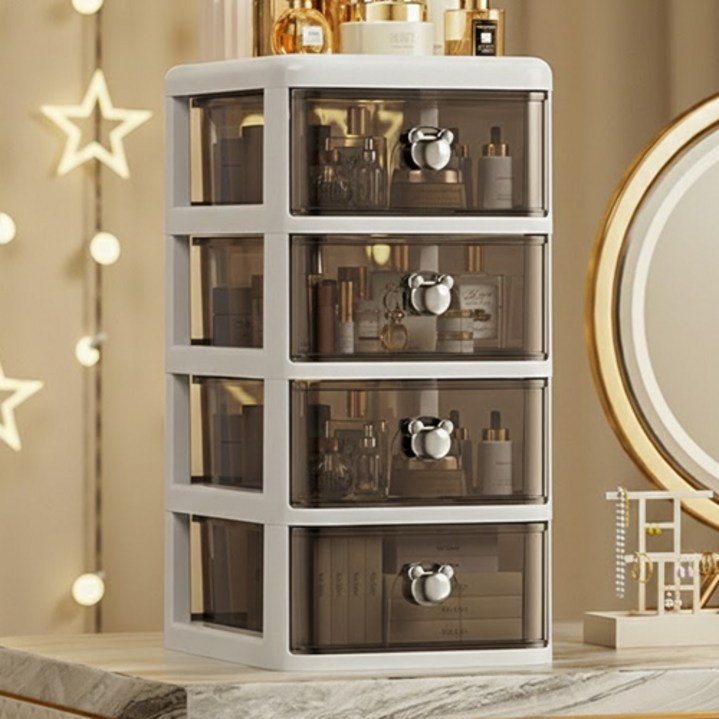더플로우커머스 다층 투명 화장대 데스크 정리 수납함