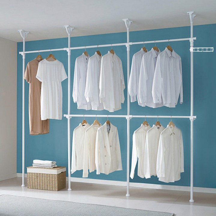 이지온 무타공 시스템 드레스룸 철제 5단 행거 일반형 EF-405G, 화이트