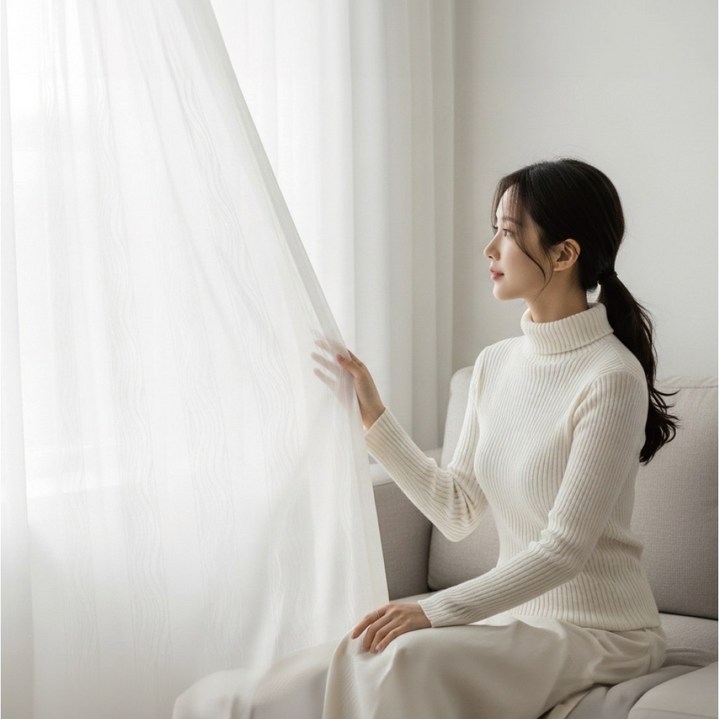 해움창 국내생산 비침없는 차르르 나비주름 쉬폰커튼