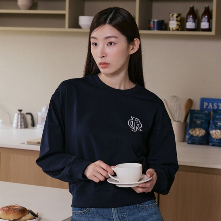 프로젝트엠 여성용 테리 자수 맨투맨
