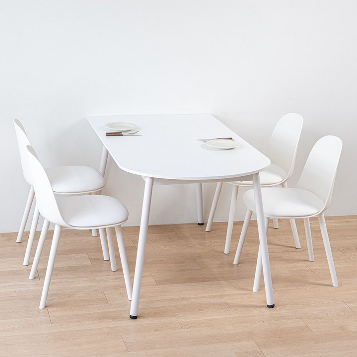 플랫 화이트 반원 카페 테이블 다이닝 원룸 반타원형 식탁, 2인용, 화이트반타원