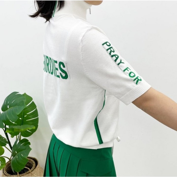 (빈야드나인) 여성골프웨어 반집업 반소매 골프니트_ 골프티셔츠 데일리 니트 골프공장