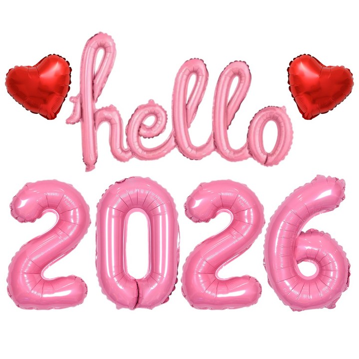 헬로 Hello 2026 새해 풍선세트 신년 파티 용품, 1개, 헬로x숫자