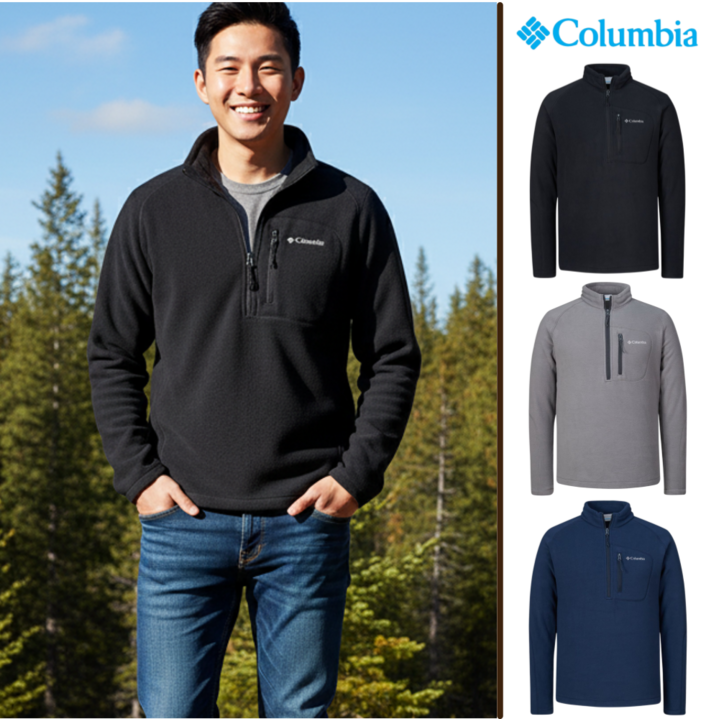 [정품] 컬럼비아 남성 여성 하프 집업 플리스 따뜻한 캐주얼 아웃도어 맨투맨 티 티셔츠 HIGHMAX 증정품