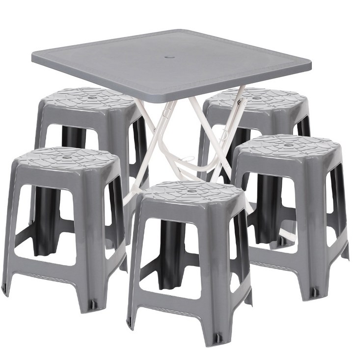 지오리빙 포장마차 사각 테이블 1개 사각의자 5개 세트