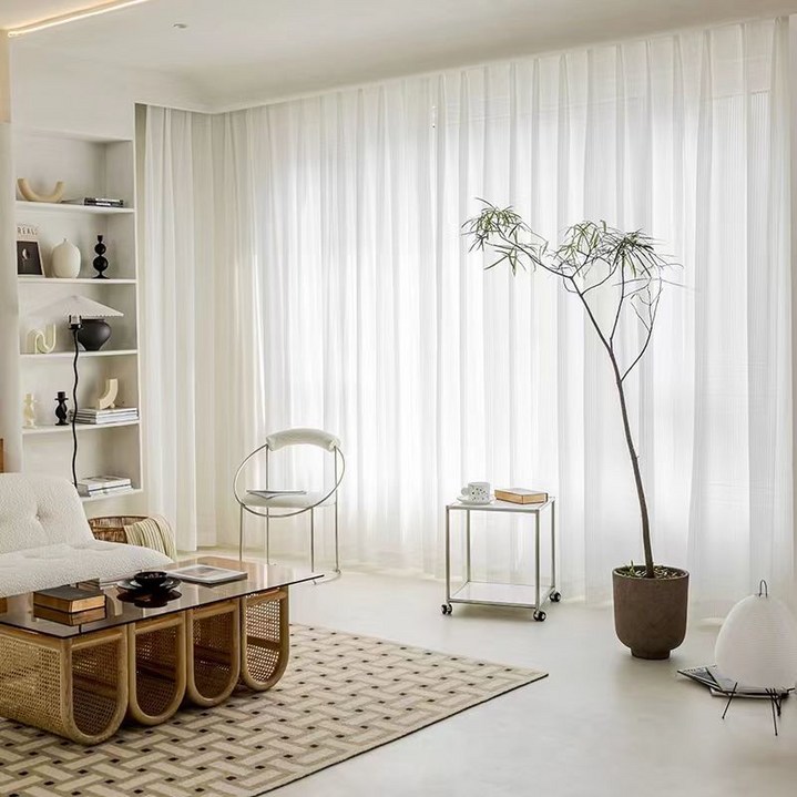 쉬폰커튼 빛차단 사계절 암막커튼 맞춤 나비주름 핀형