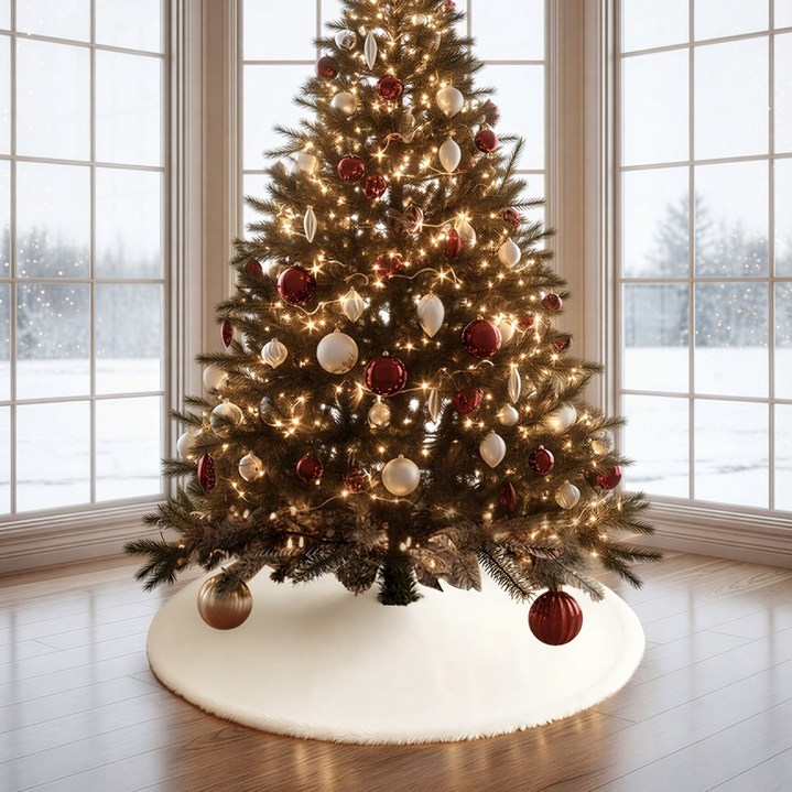 대한몰 크리스마스 트리 스커트 나무 장식 가리개 파티 소품 카페트 밑받침