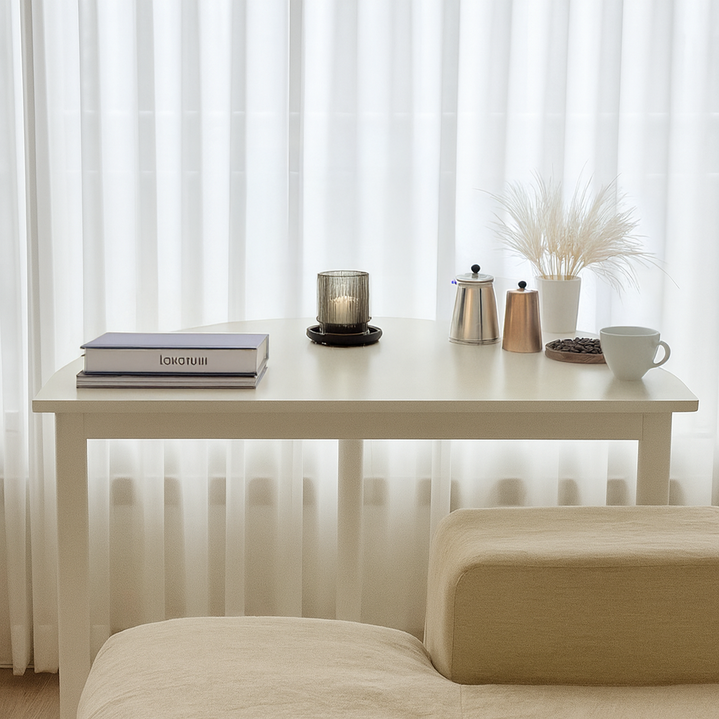 이케아 1인용 2인용 원룸 식탁 반원 반달 카페 원형 테이블, 2인용, 올화이트