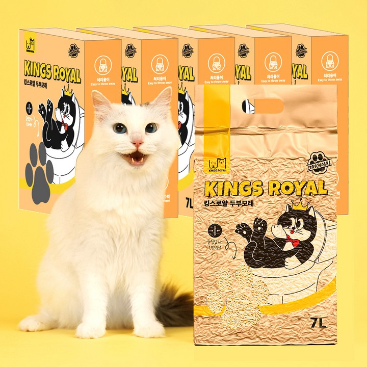 킹스로얄 고양이 두부모래 가는입자, 오리지널, 6개, 7L 킹스로얄 고양이 두부모래 가는입자, 오리지널, 6개, 7L