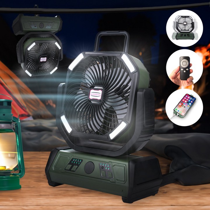 루트나인 고출력 BLDC 캠핑 탁상용 무선 선풍기, 그린, RNX30 고급형