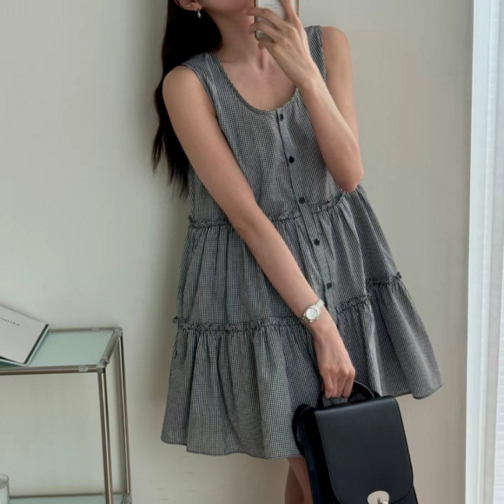 루나모드 러블리 체크캉캉 미니원피스 K0240
