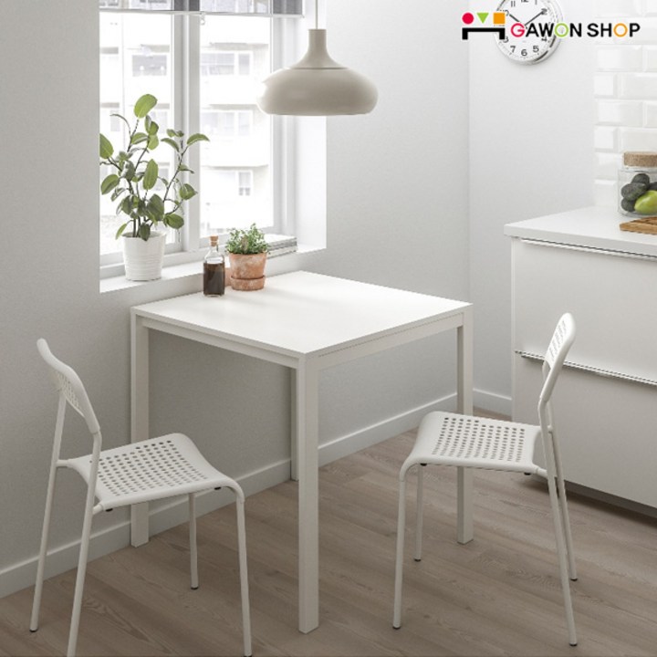 이케아2인식탁 [당일출고] 이케아 MELLTORP-ADDE 2인용 테이블세트/식탁세트/책상, 테이블1개(화이트)+의자2개(블랙)