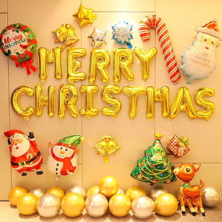 크리스마스풍선세트 크리스마스 풍선 장식 파티 용품 산타 눈사람 홈파티 이벤트 포토존 14종 세트