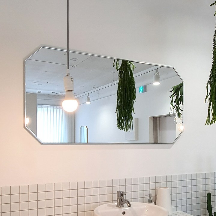 파우더룸거울 브래그디자인 부티퍼 팔각 거울 600 x 1200 mm, 화이트골드