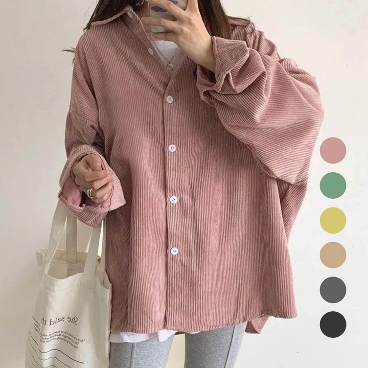 후암마켓 여성 골덴 남방 코듀로이 박시한 데일리 긴팔 셔츠