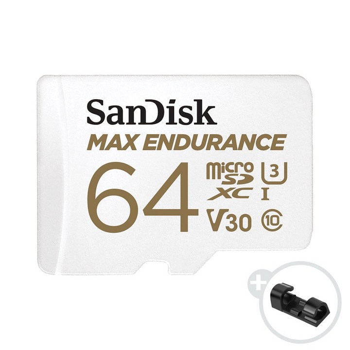sd카드64gb 샌디스크 Max Endurance 블랙박스 마이크로 SD 카드 + 데이터 클립, 64GB