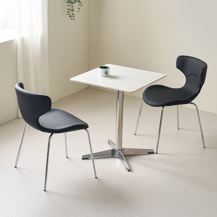 퍼니인어스 브릿지 디자인 식탁 카페 인테리어 체어 가죽 의자, 블랙헤어라인무광, 2개