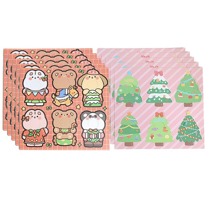 바이유즈 크리스마스 막대사탕 선물포장 ver.1 동물트리, 60개, 혼합