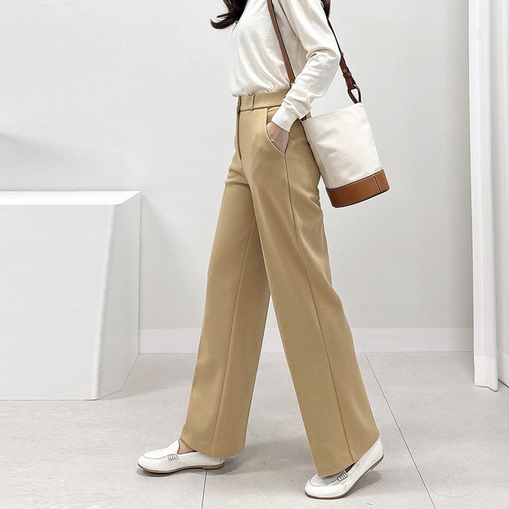 따뜻 헤이븐 기모 슬랙스 부츠컷일자 2가지 빅사이즈여성의류 스판 밴딩팬츠 키작녀 오피스룩 데일리룩 하객룩 유니폼 모직 여성 겨울바지