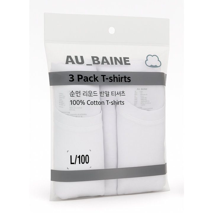 순면 라운드 반팔 티셔츠 3팩 30수 코마사 면티 튜블러티셔츠