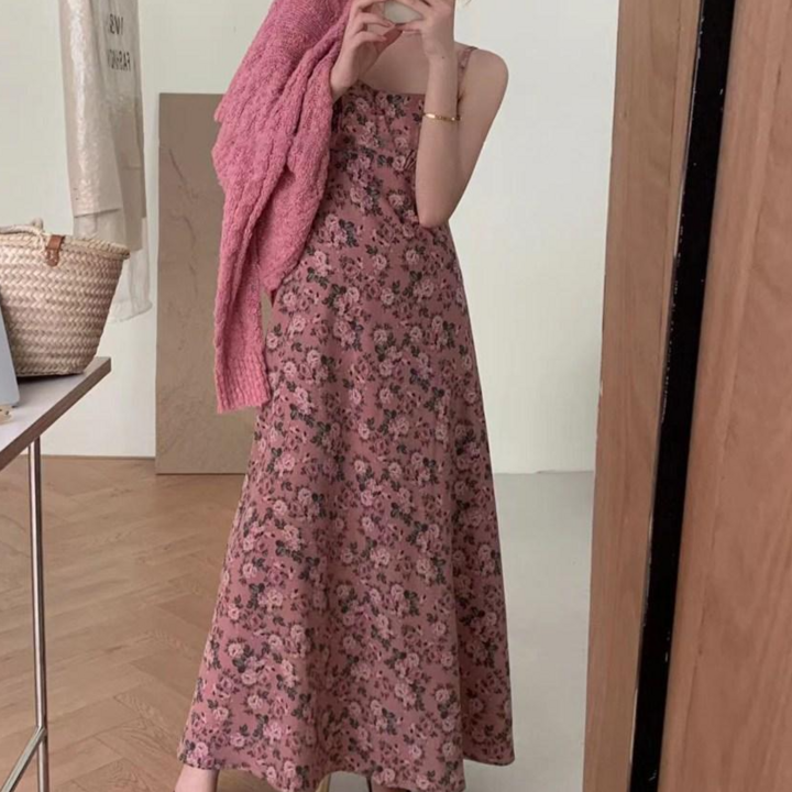 뉴데이자체제작여성 데일리 앤틱 로즈 나시 원피스