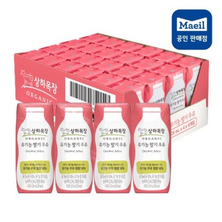 출산/유아동 매일유업 매일상하목장 유기농 딸기우유 125ml, 24개