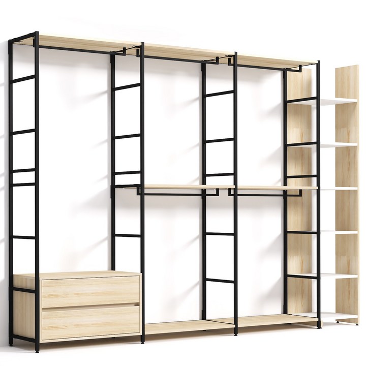 도노스틸 올리카 A8 철제드레스룸 시스템행거 연결옷장 깊이 40cm, 블랙