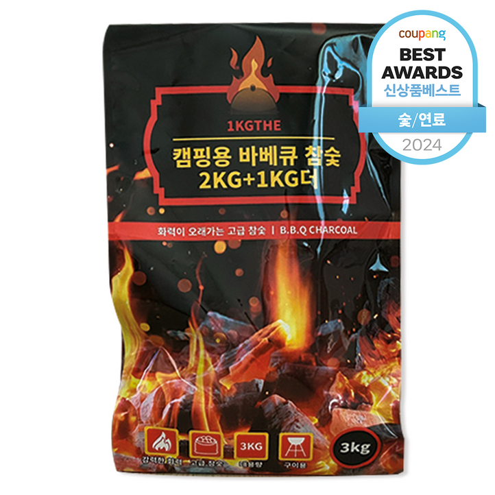 1KGTHE 캠핑용 바비큐 참숯, 3kg, 1개 1KGTHE 캠핑용 바비큐 참숯, 3kg, 1개