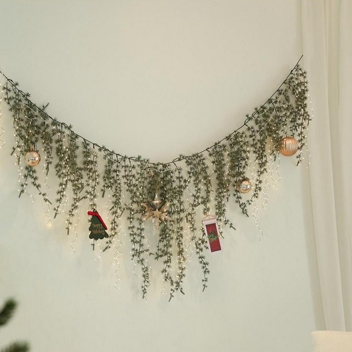 그린모먼트랩 크리스마스 사이프러스 가랜드  LED 전구 세트, 1세트, 은청