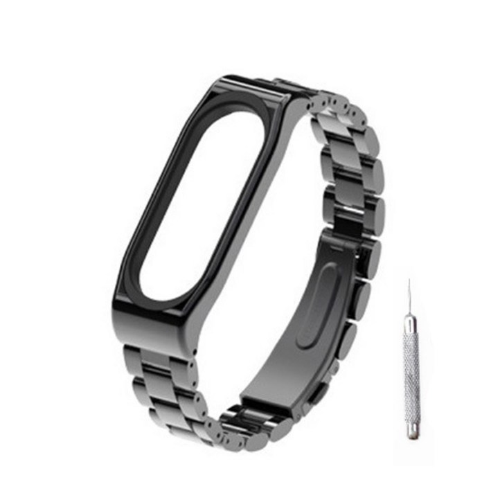 뽀마 미밴드3 미밴드4 미밴드5 미밴드6 클래식 메탈 스트랩 블랙  시계줄 조절기, 블랙