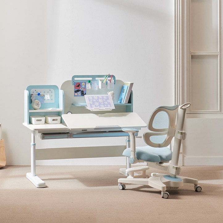 소르니아 토니 바른자세 공부책상  의자 방문설치, 블루