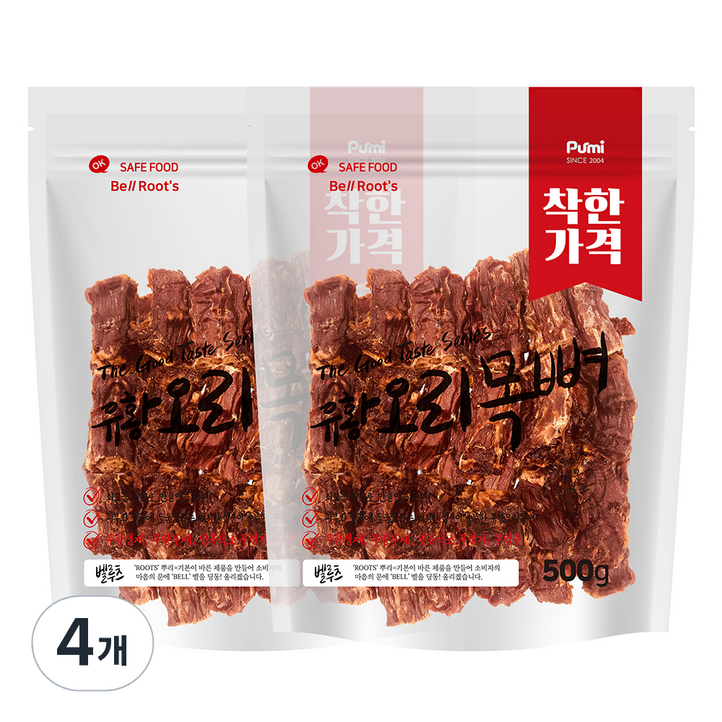 벨루츠 수제 유황오리목뼈 강아지간식 500g, 유황오리목뼈, 4개