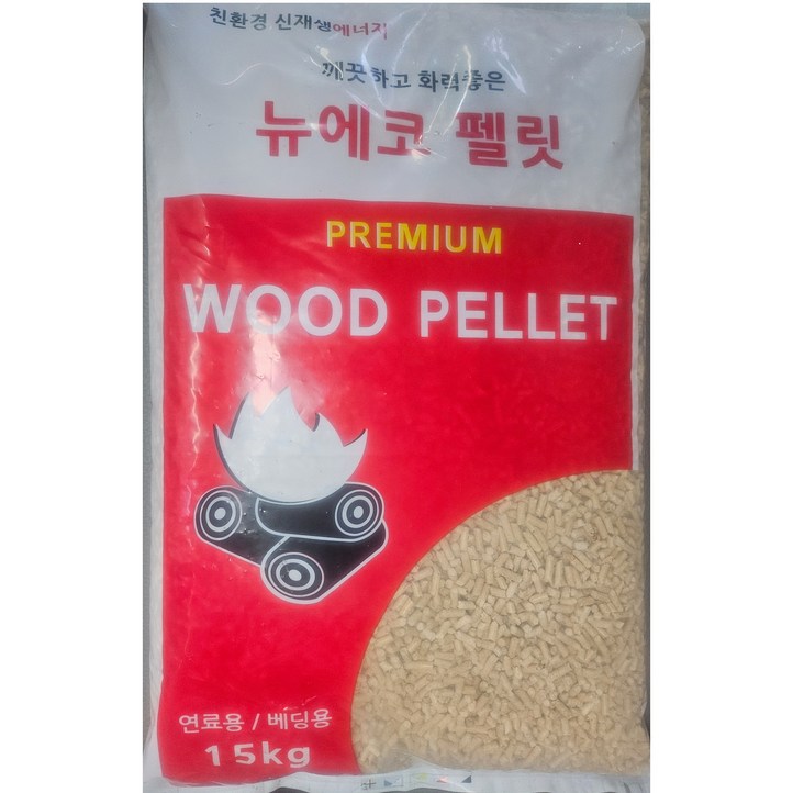 뉴에코펠렛 15kg A1등급 캠핑용 난로용 펠릿연료 고양이모래 베딩용