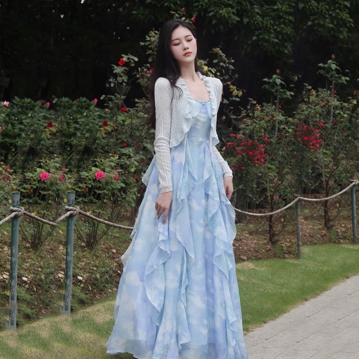 비치 원피스 해변 롱 여성 여름 휴양지 여행 바캉스 물놀이 비치웨어 드레스 의류 끈