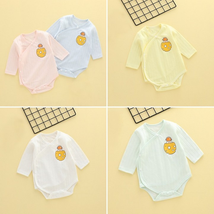 럭셔리베이비 신생아 아기 긴팔 배냇수트 순면 파스텔 매쉬 바디수트