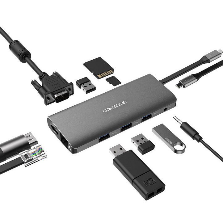 컴썸 C타입 HDMI 멀티 허브 HDMI 11 in 1 USB 3.0 CT110P 그레이 실버, SPACE GRAY, 11개 컴썸 C타입 HDMI 멀티 허브 HDMI 11 in 1 USB 3.0 CT110P 그레이 실버, SPACE GRAY, 11개