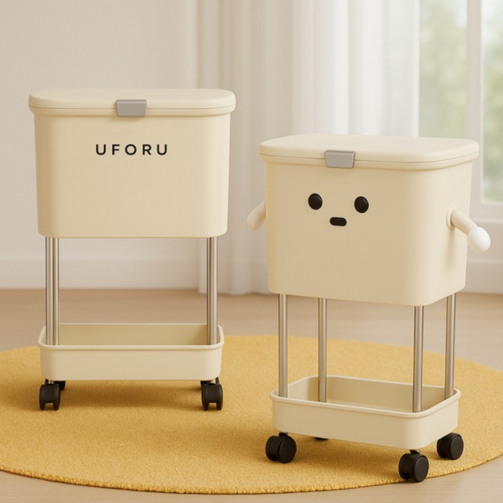 눈팅이 다용도 수납 감성 트롤리 UFORU 귀여운 캐릭터 심플 모던 커스터마이징, 2단