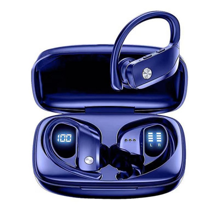 방수이어폰 Elsecho 듀얼 블루투스 5.0 이어폰 스포츠 방수 무선 방수 이어폰, 블루(T16)