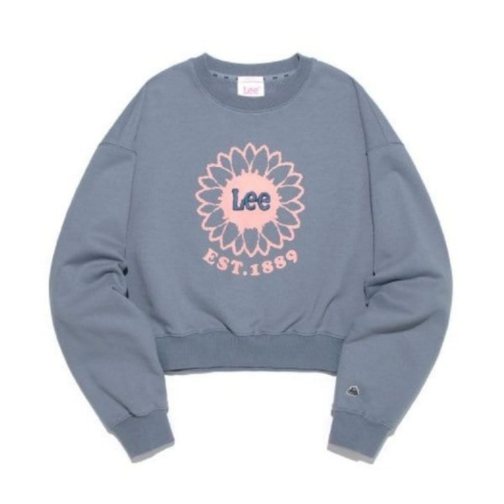 백화점 정품 LEE 오버핏 맨투맨 W 크롭 플라워 라이트