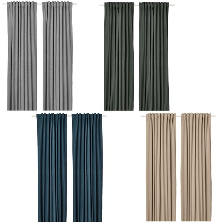 이케아 암막커튼 한쌍 커튼테이프 포함 135x250cm 로센만델